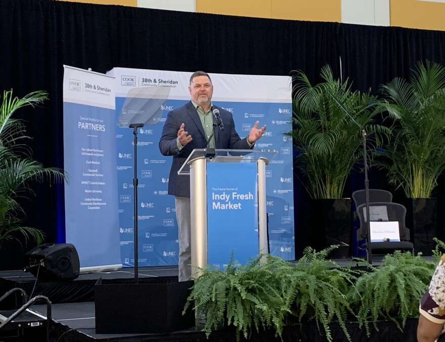 Pete Yonkman President of COOK Medical during a ceremony announcing Indy Fresh Market