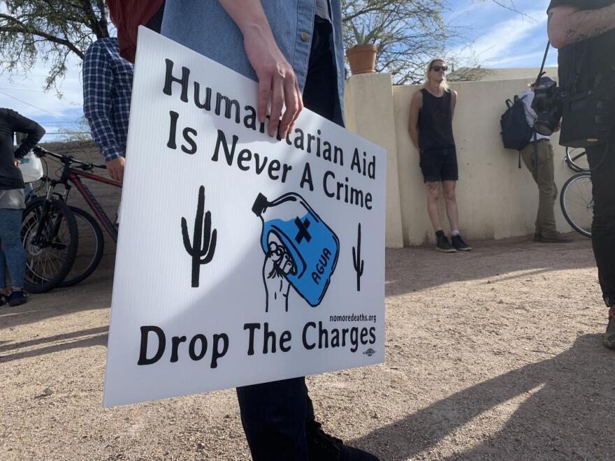 No More Deaths supporter at El Tiradito Shrine