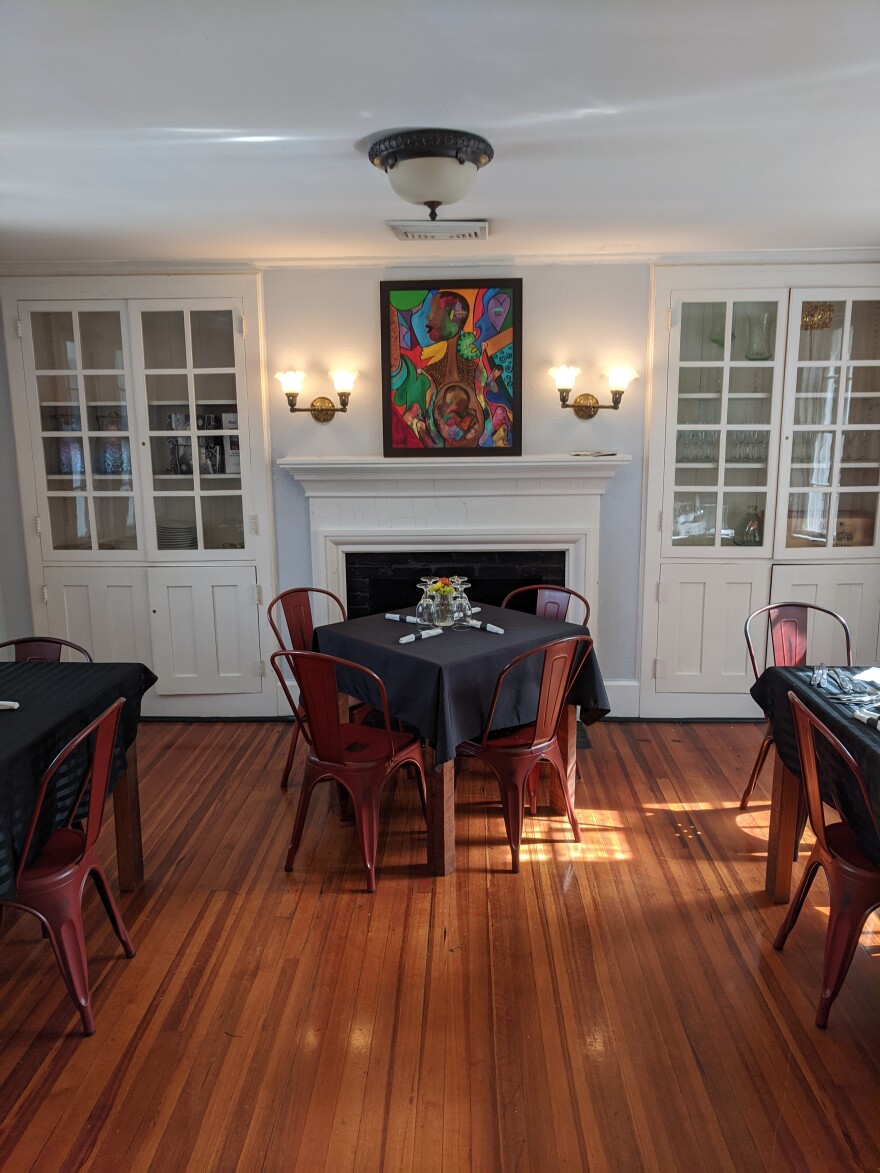 One of the cozy dining spaces at Chef Shac's Soulful restaurant.