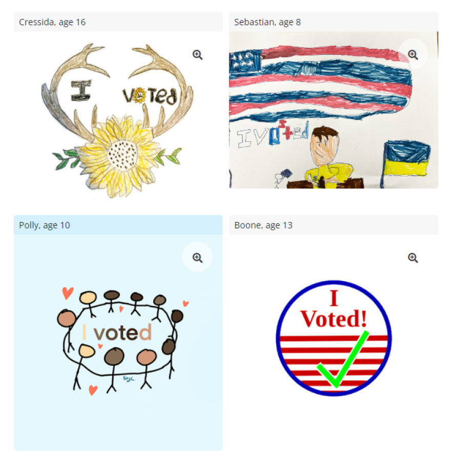 These four future voting artists made the final cut in Buncombe County's inaugural "I Voted" sticker design contest.