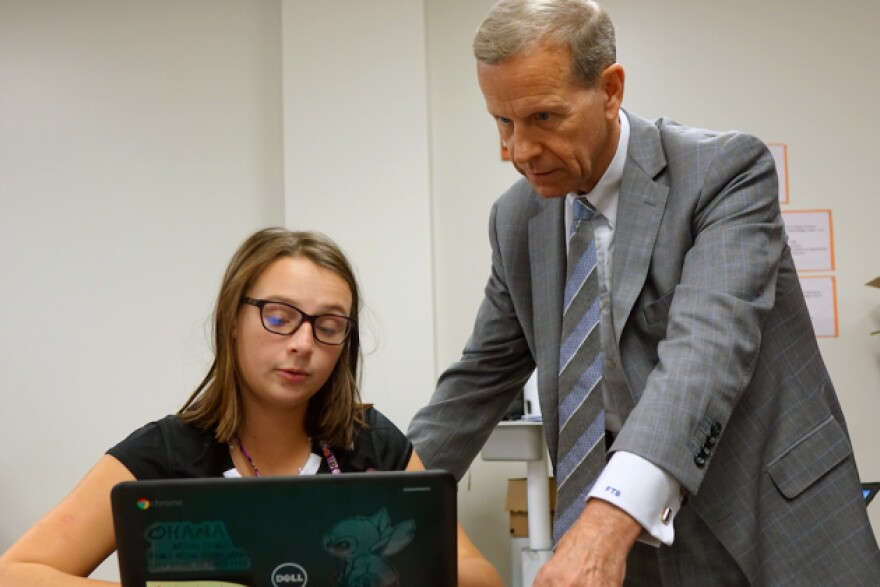 Frank Brogan, the U.S. assistant secretary for elementary and secondary education, visited Purdue Polytechnic High School on Sept. 12, 2018 as part of the U.S. Education's national back to school tour. (Eric Weddle, IPBS News)