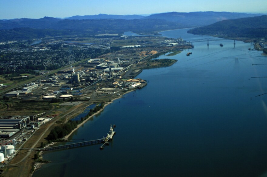 Proposed Millennium Bulk Terminals site is shown on the lower left along the Columbia River.