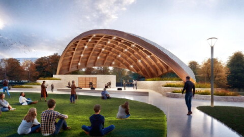 A rendering of the planned bandshell at Howard Park in South Bend.