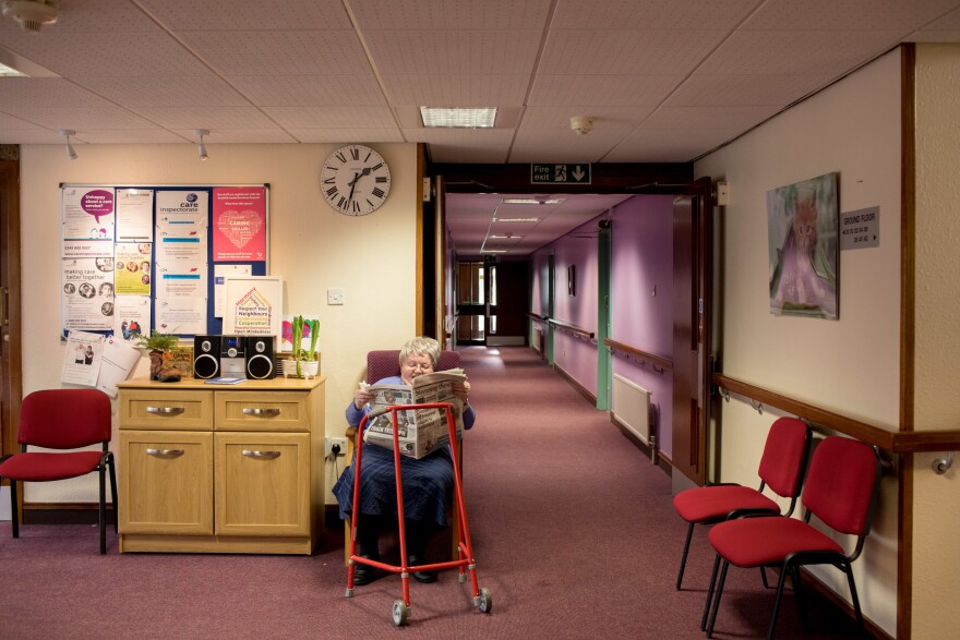 Agnes Matheson, 77, a resident of the Kirk Care Home in Stornoway, remembers using the mobile library van when she was 12 years old. Now the Stornoway library is half-a-mile away, but she's unable to go and relies on books the mobile service delivers to her care home. "Some people think it's a waste of time. I think reading is a passing of time," she says.