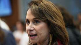 FILE - Louisiana Attorney General Liz Murrill speaks with attendees during an election night watch party for U.S. Senate candidate Rep. Julia Letlow, R-La., May 16, 2026, in Baton Rouge, La. (AP Photo/Matthew Hinton, File)