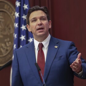 Florida Governor Ron DeSantis gives his State of the State address during a joint session of the Senate and House of Representatives in Tallahassee, Fla., Tuesday, Jan. 9, 2024.