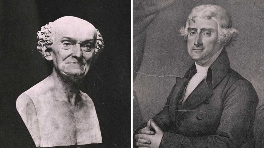 French scientist Joseph Dombey (shown in a bust at left) was dispatched to the U.S. in the mid-1790s to share the early metric system, at the request of Secretary of State Thomas Jefferson.