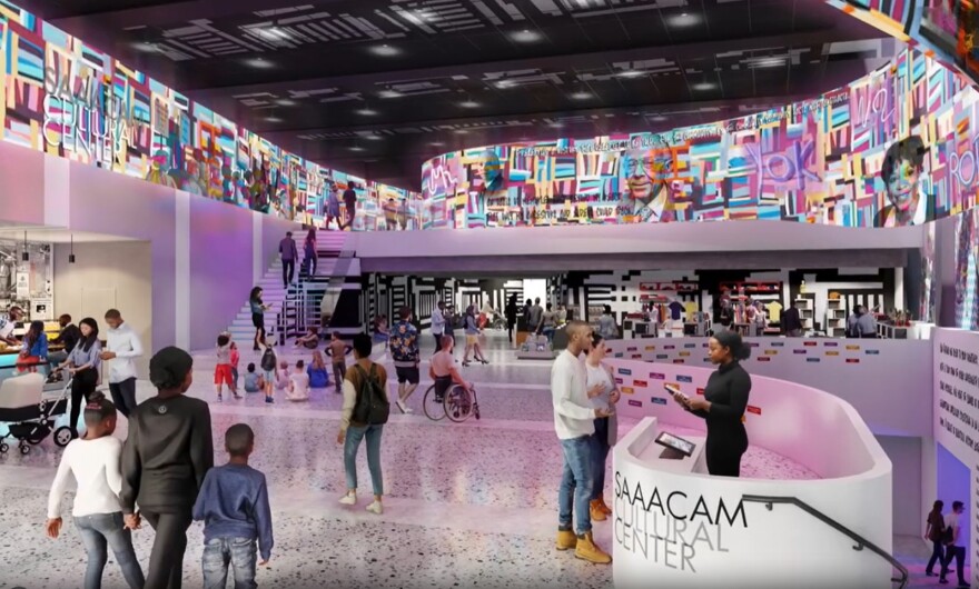 Artist rendering of main entry area of the museum