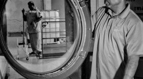 Chris Brown, working at the Evergreen Cooperative Laundry in Cleveland. He started out sweeping floors. Now he’s a supervisor. The worker-owned company is a bright spot in one of the neediest American cities, where nearly 40 percent of residents live in poverty. (Courtesy Matt Black/Magnum Photos via Smithsonian)