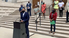 Sen. Eddie Melton (D-Gary) addresses police reform priorities as part of House and Senate Democrats' call for a special session of the General Assembly.