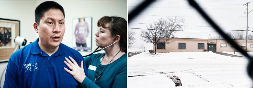 Living in Sioux Falls means that Marrowbone can get checkups and other health care at the Urban Indian Health clinic (right).
