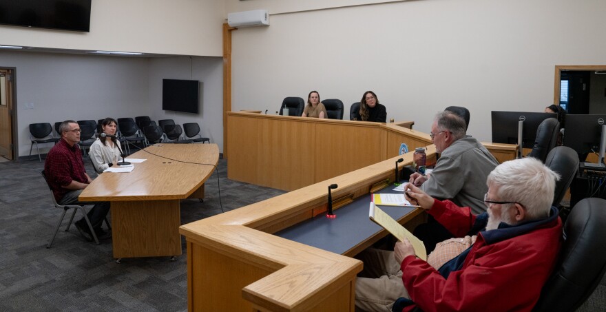 The four candidates running for Bethel City Council gathered at Bethel City Hall for KYUK's City Council Candidates Forum on Oct. 2, 2025.