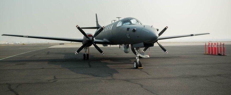 The Washington Air National Guard RC-26 sits at Medford Airport last September before taking off to map the Chetco Bar fire in southwest Oregon.