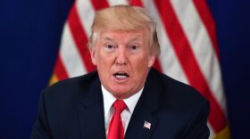 President Trump speaks during a security briefing on Aug. 10, 2017, at his Bedminster National Golf Club in New Jersey. (Nicholas Kamm/AFP/Getty Images)