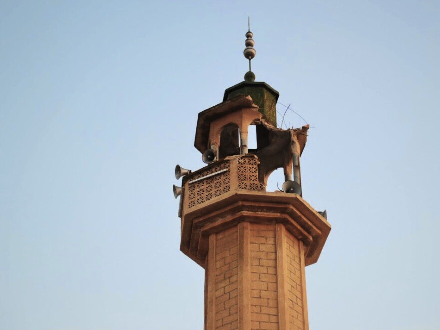 This image provided by the Syrian opposition's Shaam News Network shows a destroyed minaret of a mosque in Tremseh, Syria, on July 12. The authenticity, content, location and date have not been independently verified.