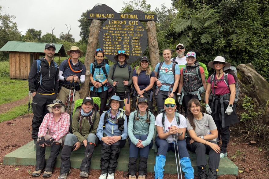 The group went on the hike to the top of Mount Kilimanjaro last month.