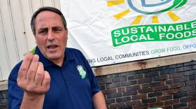 James Bloom, CEO of Sustainable Local Foods, talks with the media.