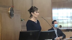 Rep. Christine Goodwin, R-Roseburg, speaks in the Oregon House chamber shortly after taking the oath of office. 