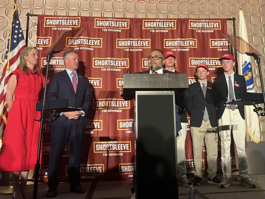 Shawn Oliver delivered a victory speech at the Sheraton Boston Hotel in September. He has now suspended his campaign.