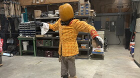 Shakespeare & Company's in-progress scarecrow to be entered in the Berkshire Botanical Garden's Harvest Festival.