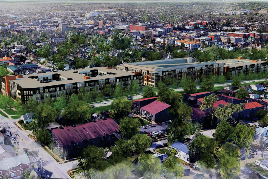 An above view of how "The Standard" would look in the neighborhood.