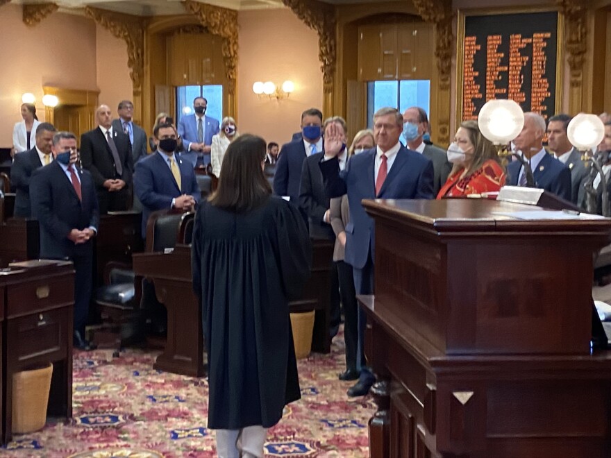 Speaker Bob Cupp (R-Lima) was sworn in on July 30 after the House voted to remove Larry Householder (R-Glenford) as speaker. [Karen Kasler]