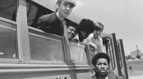 Students from Charlotte High School in Charlotte, N.C., ride a bus together, May 15, 1972. (Harold L. Valentine/AP)