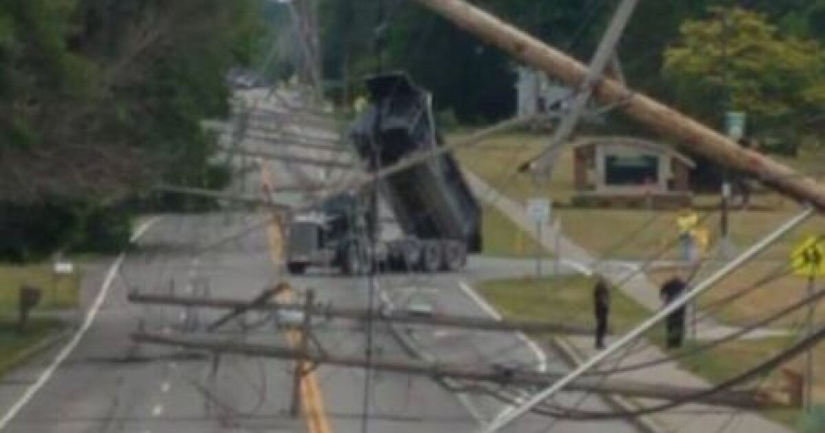 Dump truck takes down utility poles and power lines in Henrietta | WXXI ...