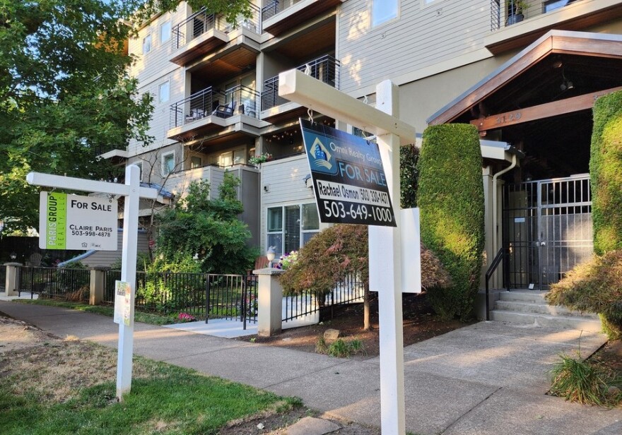 Two condos for sale in North Portland in July 2024 are pictured. Oregon tenants whose landlords leak confidential information could soon face penalties under a bill Senate lawmakers passed Monday.