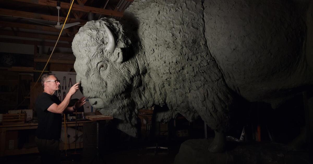 Giant bronze bison to make brief stop in Iowa City on their way to the National Mall