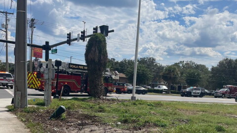 Traffic is blocked at the intersection of NE 14th St. and NE 25th Ave. in Ocala on Tuesday, Sept. 29.