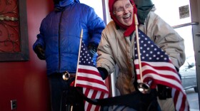 Fired up on a cold day: Sunday in Ames, Iowa, Marilyn Izette Krocheski came to the West Towne Pub to see Republican presidential candidate Newt Gingrich.