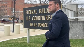 Reditus Labs CEO Aaron Rossi leaves his first federal court appearance in Peoria on Thursday, April 7, 2022. 