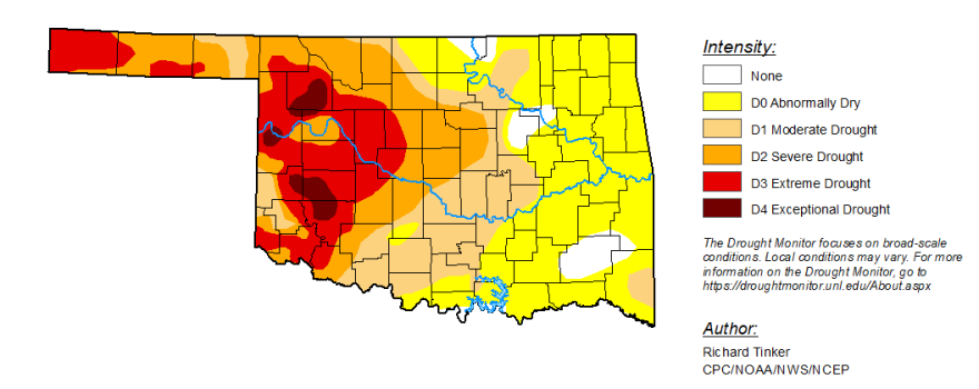 Drought conditions in Oklahoma Aug. 6, 2026.