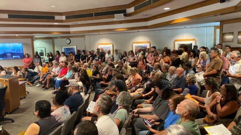 Residents packed a Butte County Water Commission meeting on AI data centers Wednesday, Aug. 5, 2026 in Oroville, California.