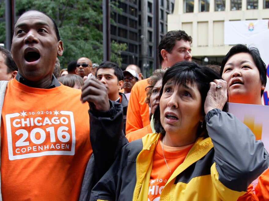 Chicago 2016 supporters react as they learn the city has lost its bid to host the Olympics.