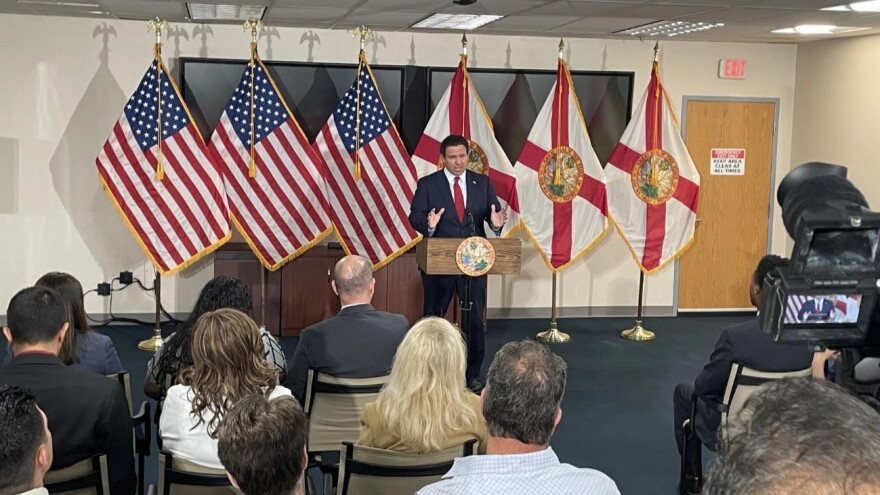 Gov. Ron Desantis announces Florida DOGE's audit of local governments in Broward County on Tuesday, July 22, 2025.