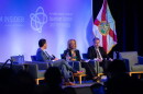 Matt Cimaglia, left, founder of Quantum Coast Capital, moderates a discussion with Palm Beach State College President Ava Parker and Florida Commerce Secretary Alex Kelly at last year’s Quantum Beach conference in West Palm Beach.