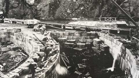 The Martin family vehicle was buried in several feet of sediment in an infilled pit at the foot of the locks, pictured here, roughly 50 feet under water.