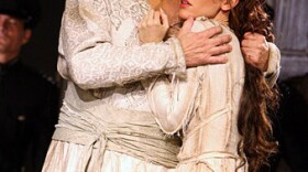 Placido Domingo stars as Bajazet, with soprano Sara Coburn as Asteria, in Handel's <em>Tamerlano</em>.
