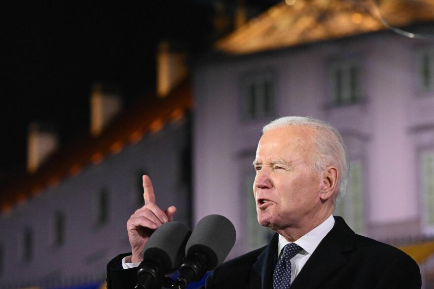 President Biden delivers a speech in Warsaw, Poland, on Tuesday.