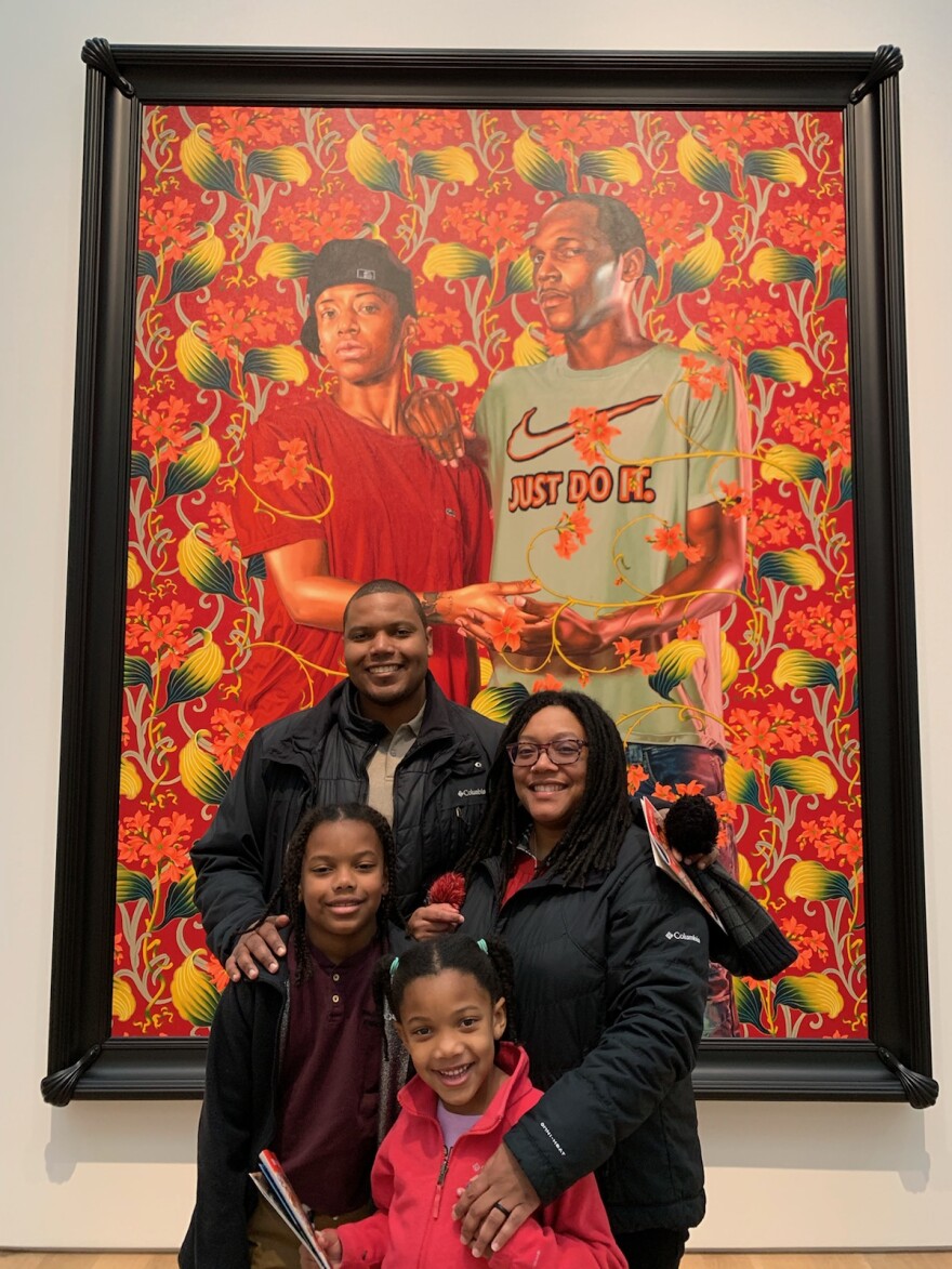 Eric Depradine, a Kansas City resident, with his family at the Saint Louis Art Museum. 