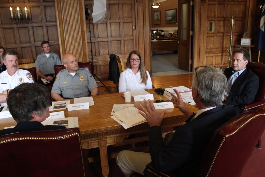 State, federal, tribal, and local fire officials met with Gov. Steve Bullock to discuss forecasts and agency readiness for the 2019 fire season, June 07, 2019 in Helena. Most of Montana is projected to see average fire conditions, except northwest Montana