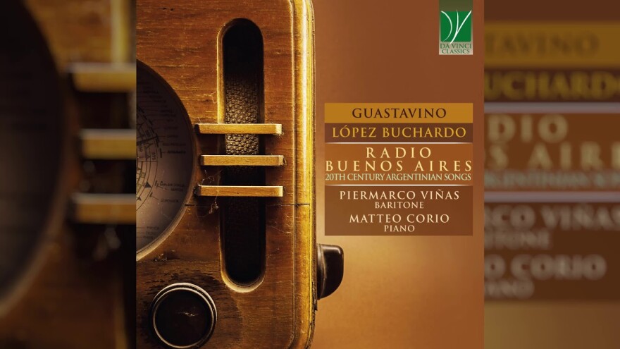 image of antique radio with text of music by Gustavino