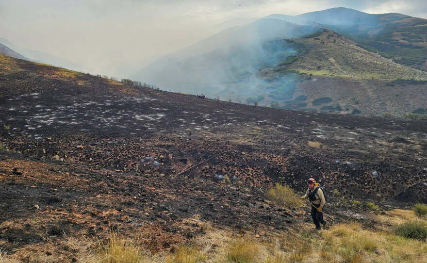 Photos taken near the Rocky Canyon Fire in Summit County, Utah, on Aug. 12, 2026.