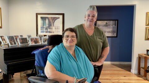 at Rodriquez's home in Buffalo, New York on September 21, 2026. Rodriquez, a Consumer Directed Personal Assistance Program (CDPAP) consumer is supportive of Eaton, her worker and friend, taking part in 1199 SEIU's unionization efforts.