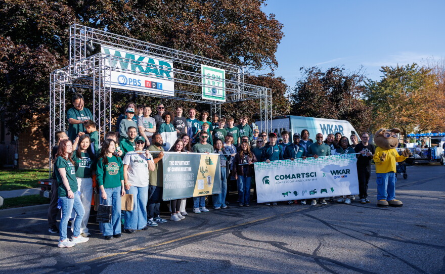 WKAR and the College of Communication Arts and Sciences collaborated on their float for the Michigan State University Homecoming Parade in East Lansing, Mich., on Oct. 9, 2026.