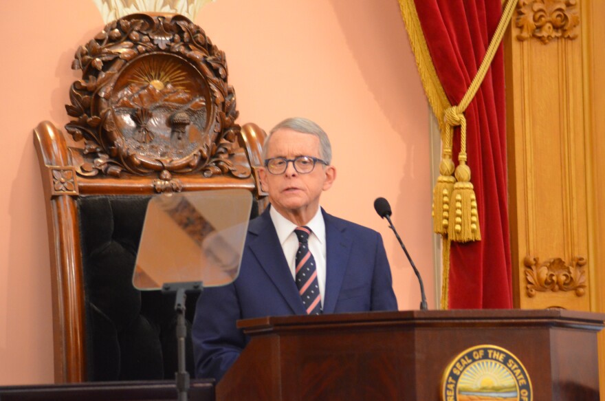 Gov. Mike DeWine (R-Ohio) delivers his State of the State speech to a joint session of the legislature at the Ohio Statehouse.