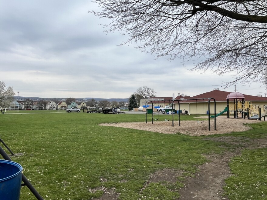 The playground at Weston Field in Scranton where a fight broke out Tuesday evening and led to a shooting that killed a man nearby