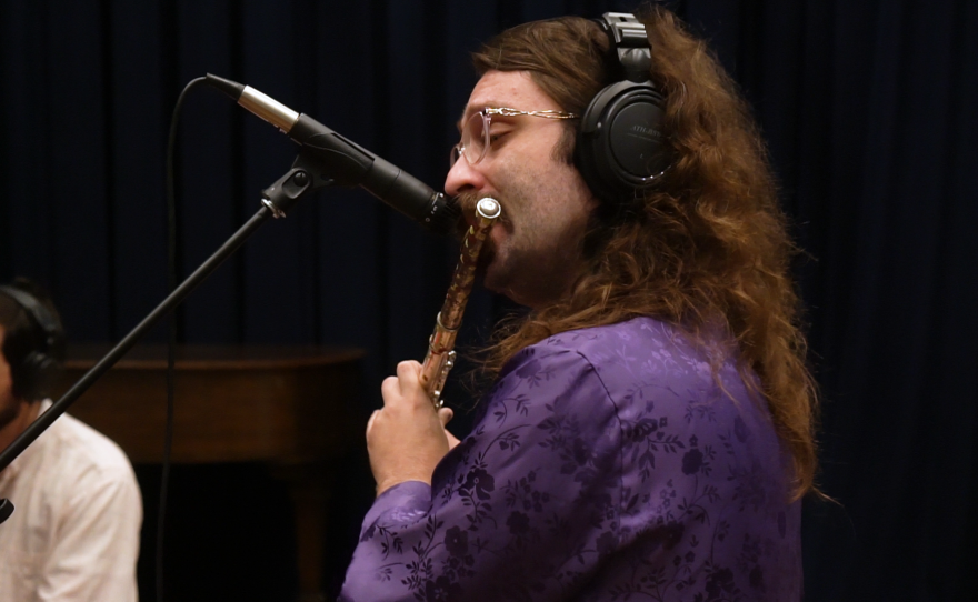 nicholas performing live in WNIJ's Studio A